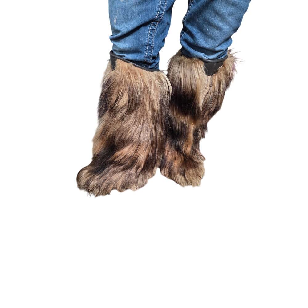 Vintage 70's Roluc Ideal Italian Goat Fur "Yeti" Womem's Boots Size EU 37/38